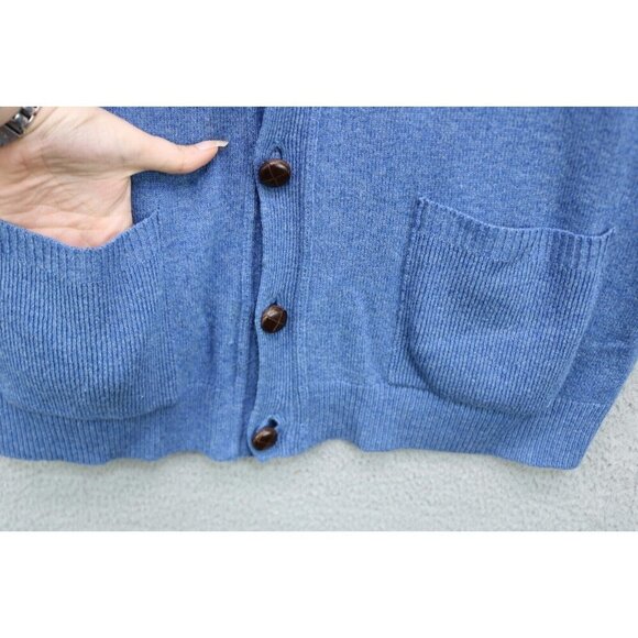 L.L.Bean Men's Button-Up Grandpa Cardigan-100% Lamb's Wool-Large-Elbow Patches - Picture 4 of 11